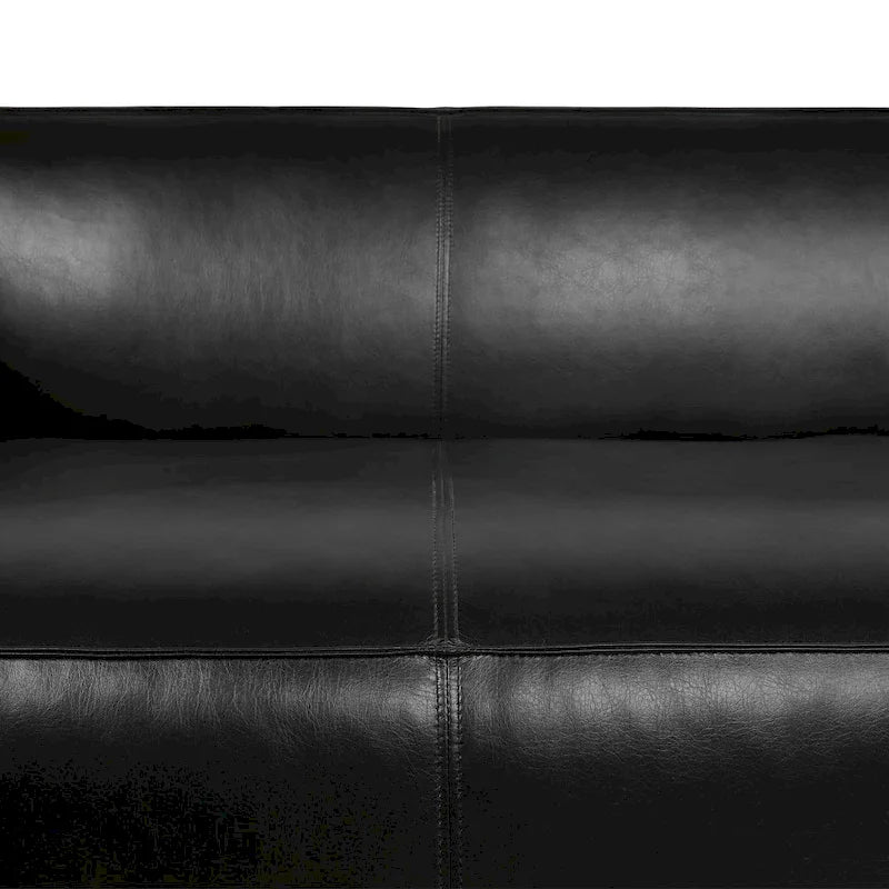 Faux Leather 3-Seater Tuxedo Sofa – Dark Walnut Legs