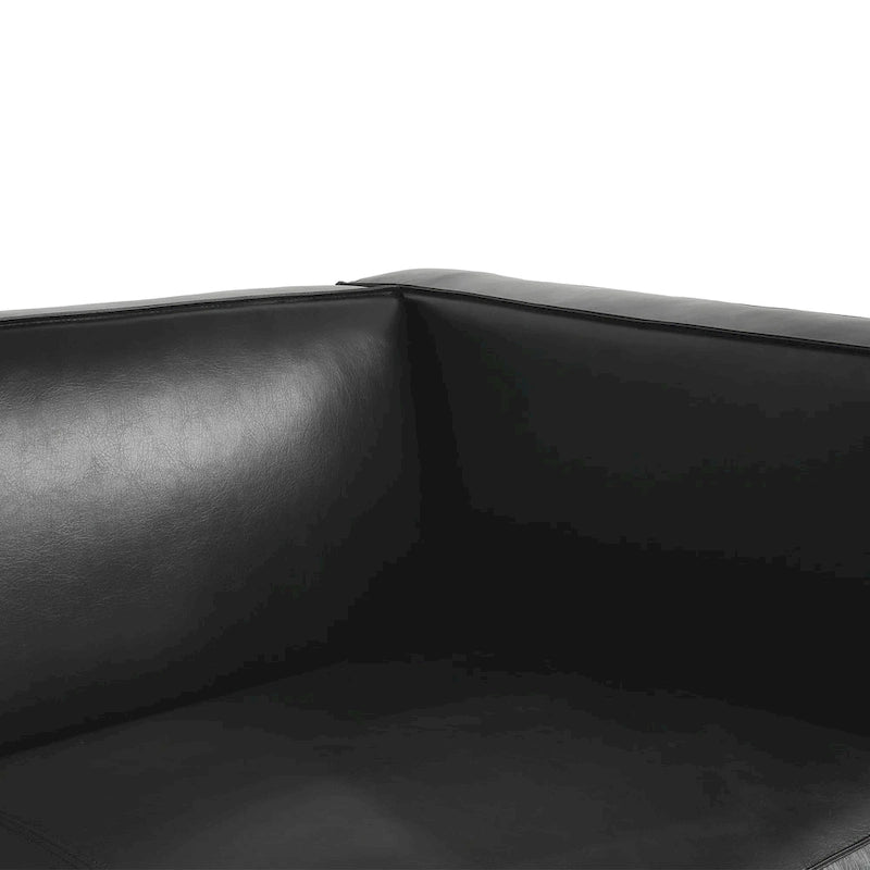 Faux Leather 3-Seater Tuxedo Sofa – Dark Walnut Legs