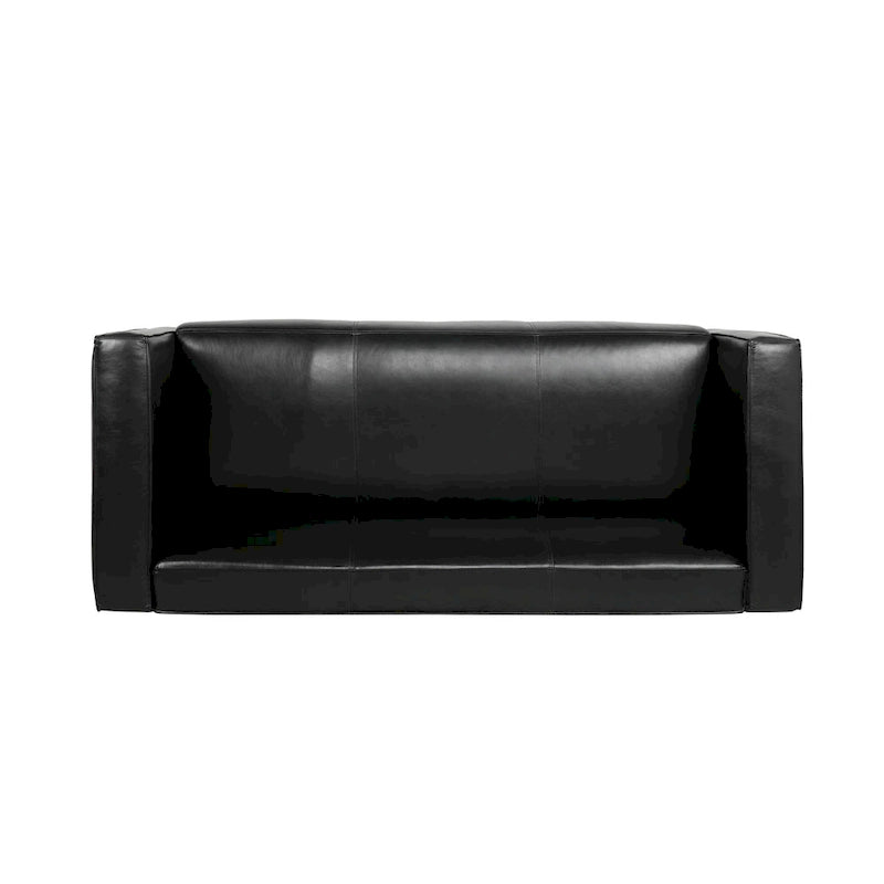 Faux Leather 3-Seater Tuxedo Sofa – Dark Walnut Legs