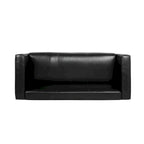 Faux Leather 3-Seater Tuxedo Sofa – Dark Walnut Legs