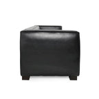 Faux Leather 3-Seater Tuxedo Sofa – Dark Walnut Legs