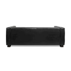 Faux Leather 3-Seater Tuxedo Sofa – Dark Walnut Legs
