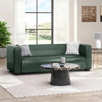 Faux Leather 3-Seater Tuxedo Sofa – Dark Walnut Legs
