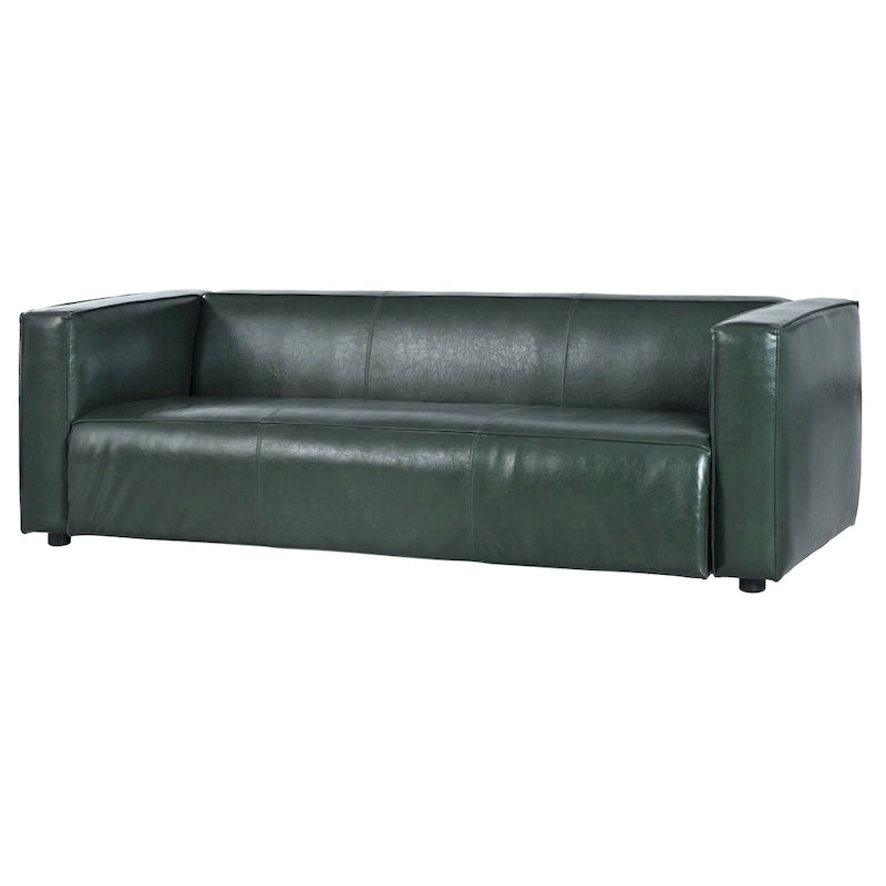 Faux Leather 3-Seater Tuxedo Sofa – Dark Walnut Legs