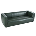 Faux Leather 3-Seater Tuxedo Sofa – Dark Walnut Legs