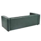 Faux Leather 3-Seater Tuxedo Sofa – Dark Walnut Legs