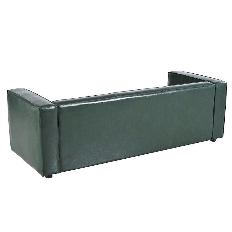 Faux Leather 3-Seater Tuxedo Sofa – Dark Walnut Legs