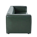Faux Leather 3-Seater Tuxedo Sofa – Dark Walnut Legs