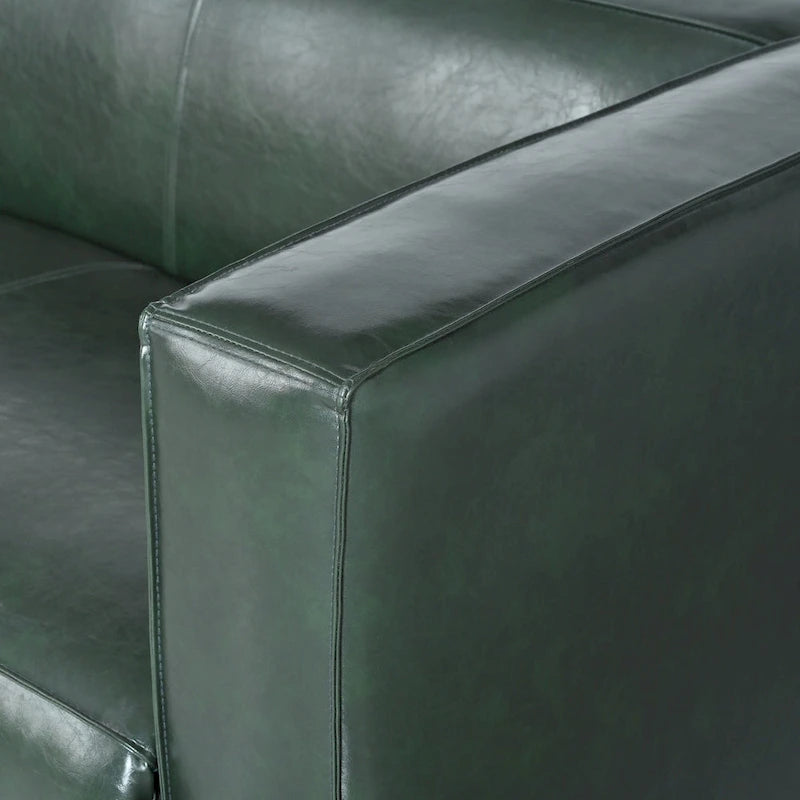Faux Leather 3-Seater Tuxedo Sofa – Dark Walnut Legs