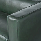 Faux Leather 3-Seater Tuxedo Sofa – Dark Walnut Legs