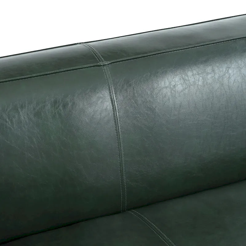 Faux Leather 3-Seater Tuxedo Sofa – Dark Walnut Legs