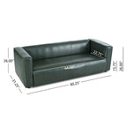 Faux Leather 3-Seater Tuxedo Sofa – Dark Walnut Legs
