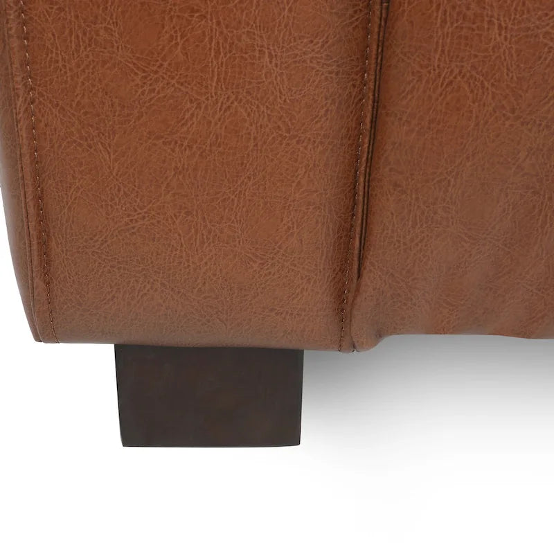 Faux Leather 3-Seater Tuxedo Sofa – Dark Walnut Legs