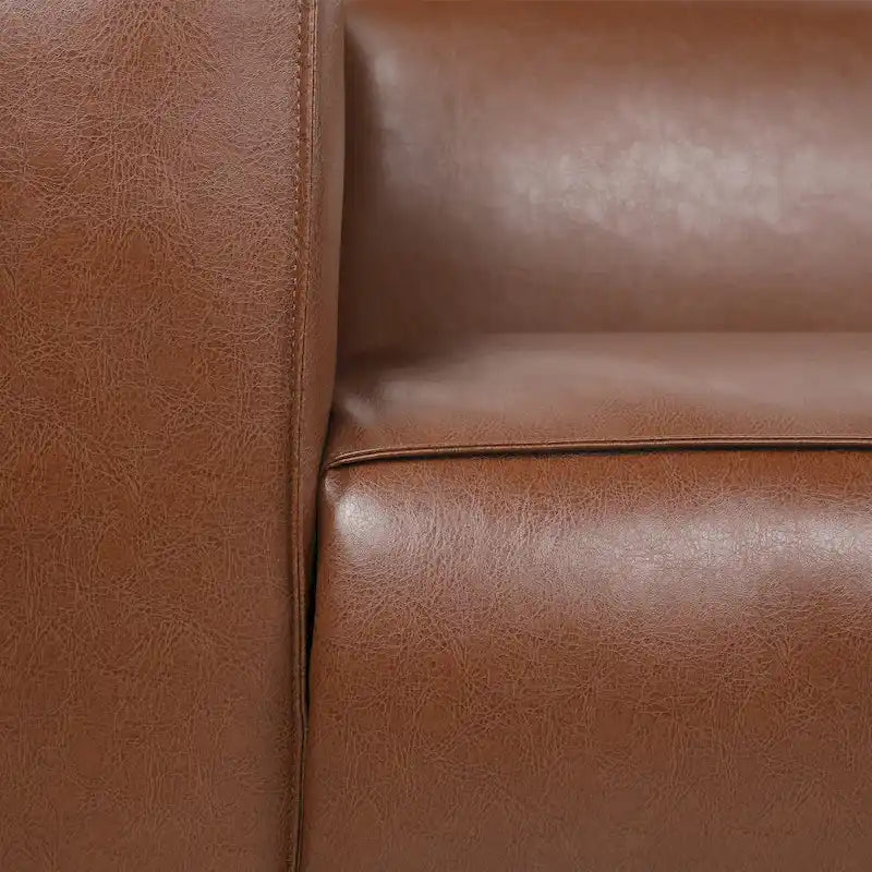 Faux Leather 3-Seater Tuxedo Sofa – Dark Walnut Legs