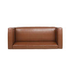 Faux Leather 3-Seater Tuxedo Sofa – Dark Walnut Legs