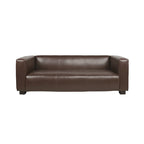 Faux Leather 3-Seater Tuxedo Sofa – Dark Walnut Legs