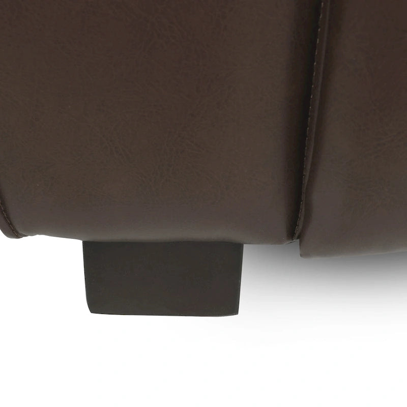 Faux Leather 3-Seater Tuxedo Sofa – Dark Walnut Legs