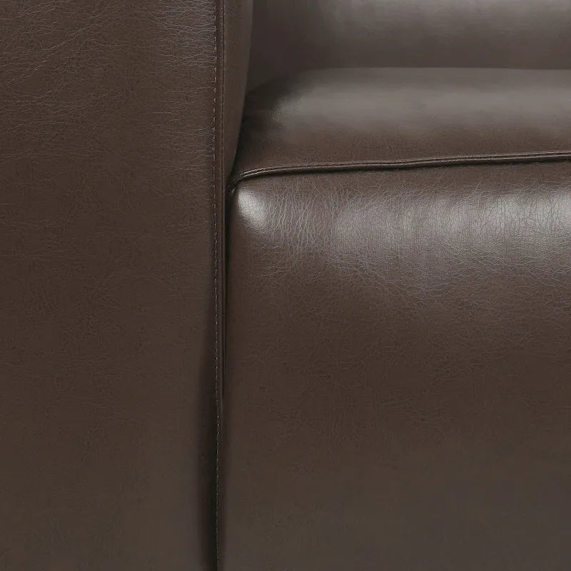 Faux Leather 3-Seater Tuxedo Sofa – Dark Walnut Legs