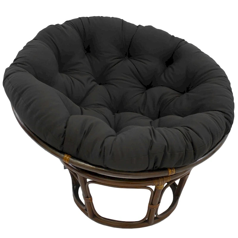 Multi-Color Tufted Twill Rattan Papasan Chair, Single