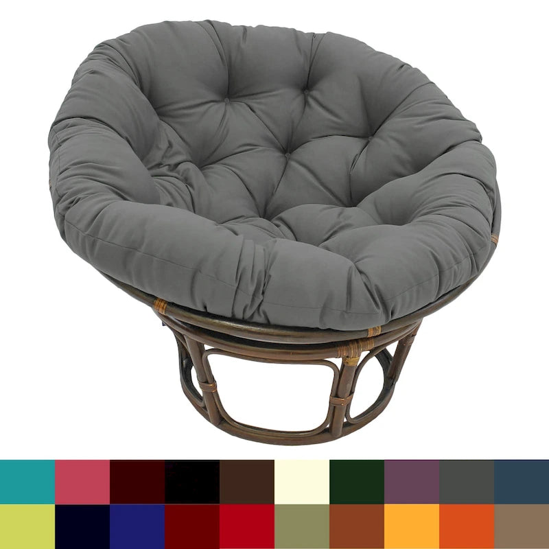Multi-Color Tufted Twill Rattan Papasan Chair, Single