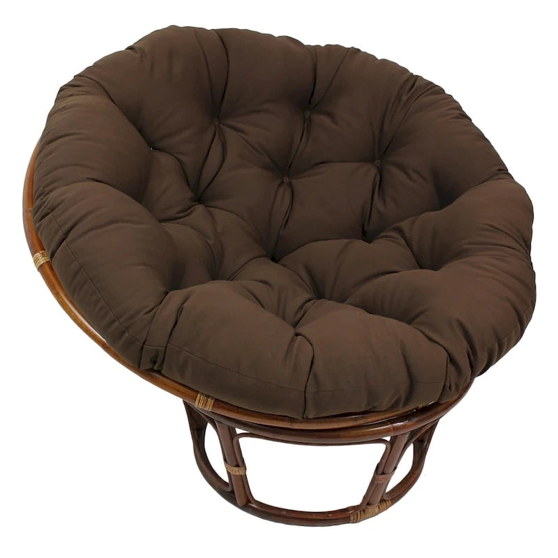 Multi-Color Tufted Twill Rattan Papasan Chair, Single