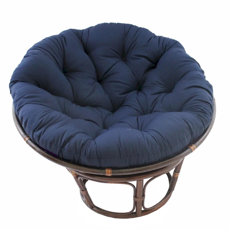Multi-Color Tufted Twill Rattan Papasan Chair, Single