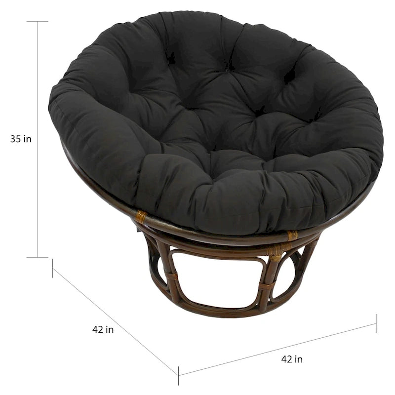 Multi-Color Tufted Twill Rattan Papasan Chair, Single