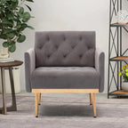 Tufted Velvet Accent Chair with Gold Metal Legs – Multiple Colors, Single Seat