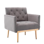 Tufted Velvet Accent Chair with Gold Metal Legs – Multiple Colors, Single Seat