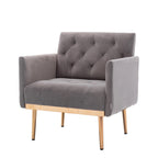 Tufted Velvet Accent Chair with Gold Metal Legs – Multiple Colors, Single Seat