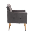Tufted Velvet Accent Chair with Gold Metal Legs – Multiple Colors, Single Seat