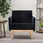 Tufted Velvet Accent Chair with Gold Metal Legs – Multiple Colors, Single Seat