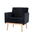Tufted Velvet Accent Chair with Gold Metal Legs – Multiple Colors, Single Seat