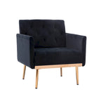 Tufted Velvet Accent Chair with Gold Metal Legs – Multiple Colors, Single Seat