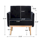 Tufted Velvet Accent Chair with Gold Metal Legs – Multiple Colors, Single Seat