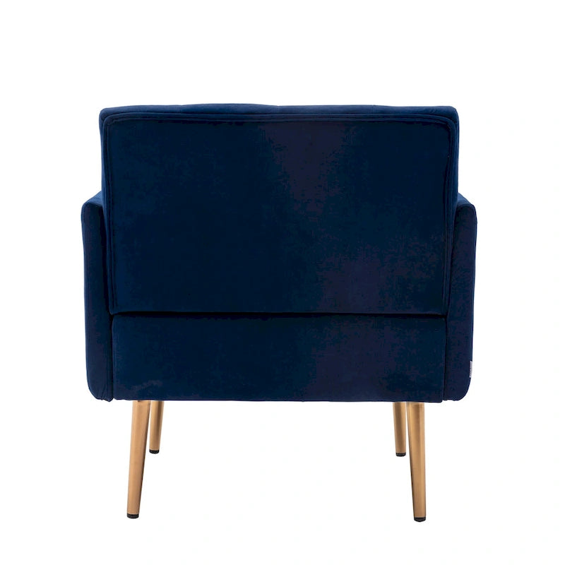 Tufted Velvet Accent Chair with Gold Metal Legs – Multiple Colors, Single Seat