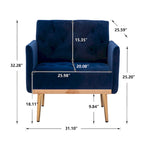 Tufted Velvet Accent Chair with Gold Metal Legs – Multiple Colors, Single Seat