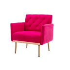 Tufted Velvet Accent Chair with Gold Metal Legs – Multiple Colors, Single Seat