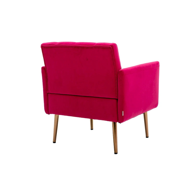 Tufted Velvet Accent Chair with Gold Metal Legs – Multiple Colors, Single Seat