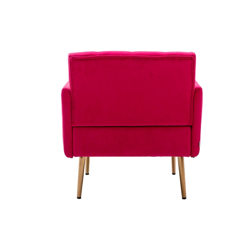 Tufted Velvet Accent Chair with Gold Metal Legs – Multiple Colors, Single Seat