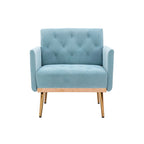 Tufted Velvet Accent Chair with Gold Metal Legs – Multiple Colors, Single Seat