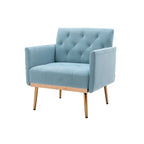 Tufted Velvet Accent Chair with Gold Metal Legs – Multiple Colors, Single Seat
