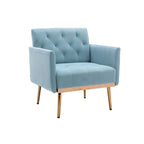 Tufted Velvet Accent Chair with Gold Metal Legs – Multiple Colors, Single Seat