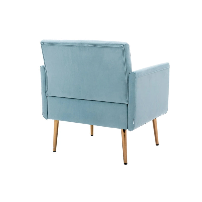 Tufted Velvet Accent Chair with Gold Metal Legs – Multiple Colors, Single Seat