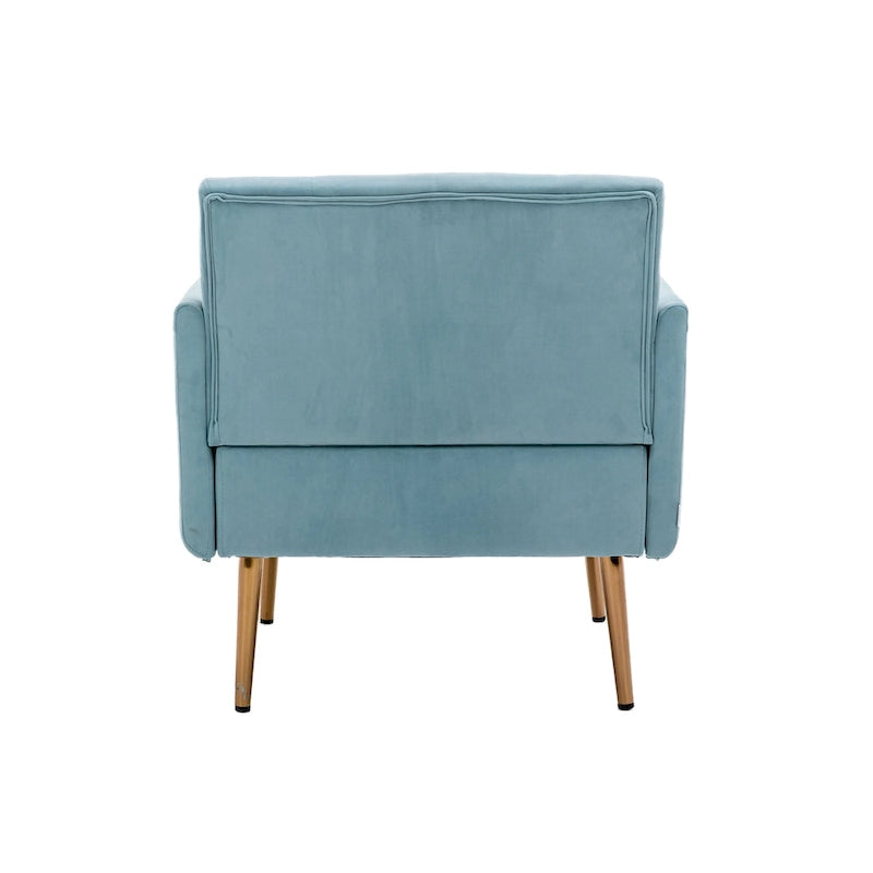 Tufted Velvet Accent Chair with Gold Metal Legs – Multiple Colors, Single Seat