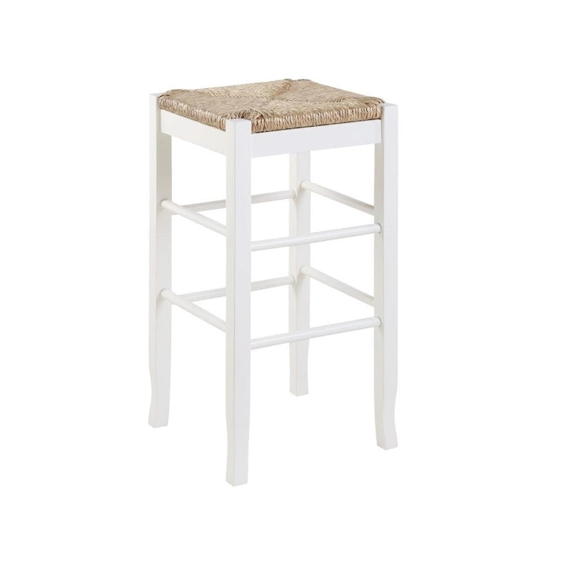 Black / Cappuccino / Oak / Cream Woven Rush Seat Backless Bar Stool, Single