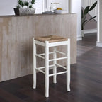 Black / Cappuccino / Oak / Cream Woven Rush Seat Backless Bar Stool, Single
