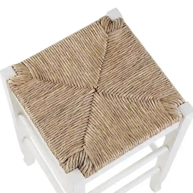 Black / Cappuccino / Oak / Cream Woven Rush Seat Backless Bar Stool, Single