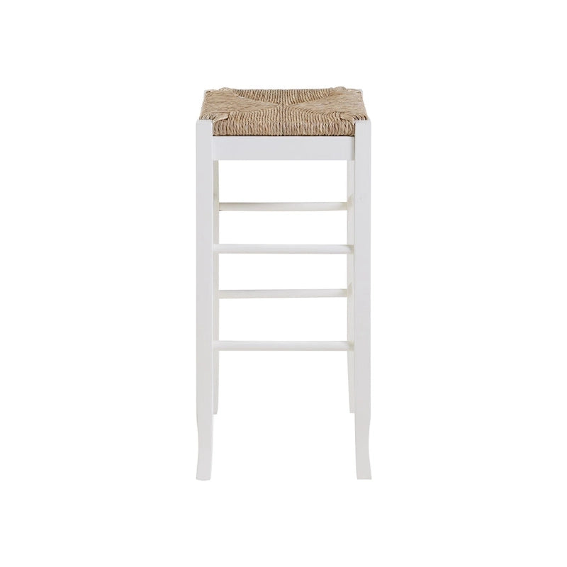 Black / Cappuccino / Oak / Cream Woven Rush Seat Backless Bar Stool, Single