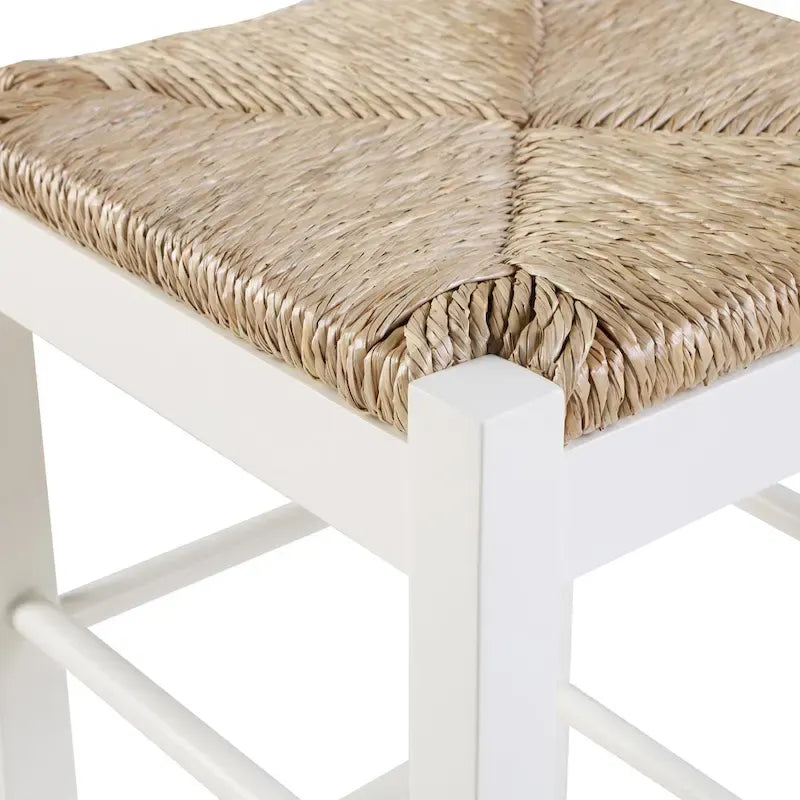 Black / Cappuccino / Oak / Cream Woven Rush Seat Backless Bar Stool, Single